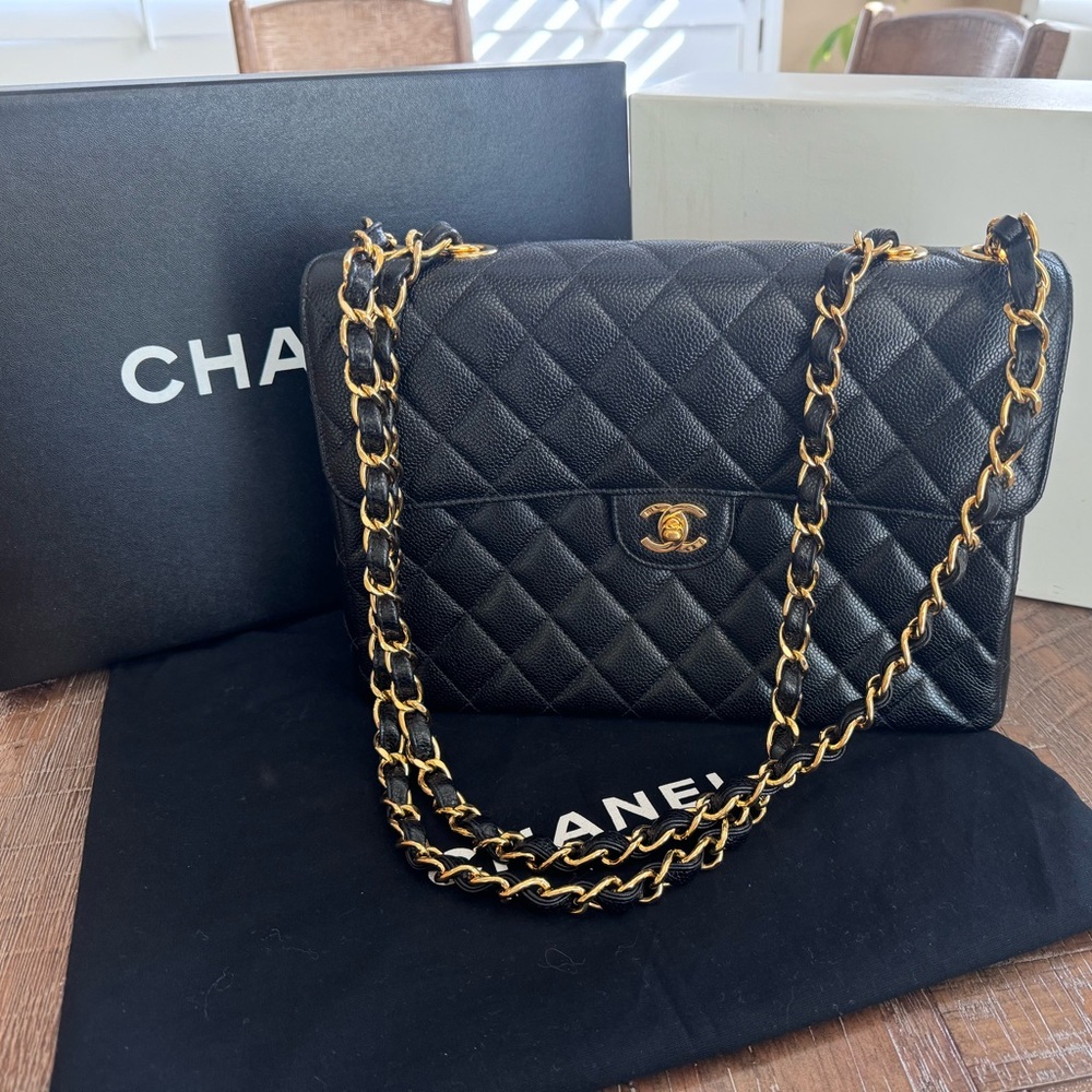 Vintage Chanel Sac Class Rabat Noir Handbag *MINT*